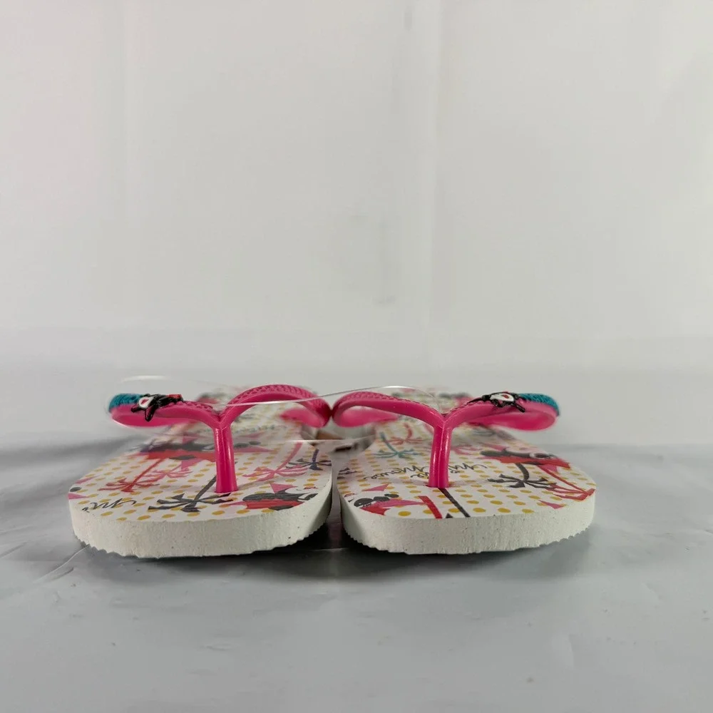 NWT Havaianas Disney Minnie Mouse Flip Flops Kids Girls 11/12C White Pink Flux